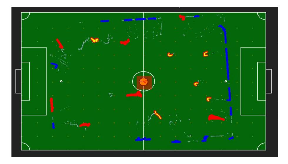 Fig. 9. Lidar view of a game situation