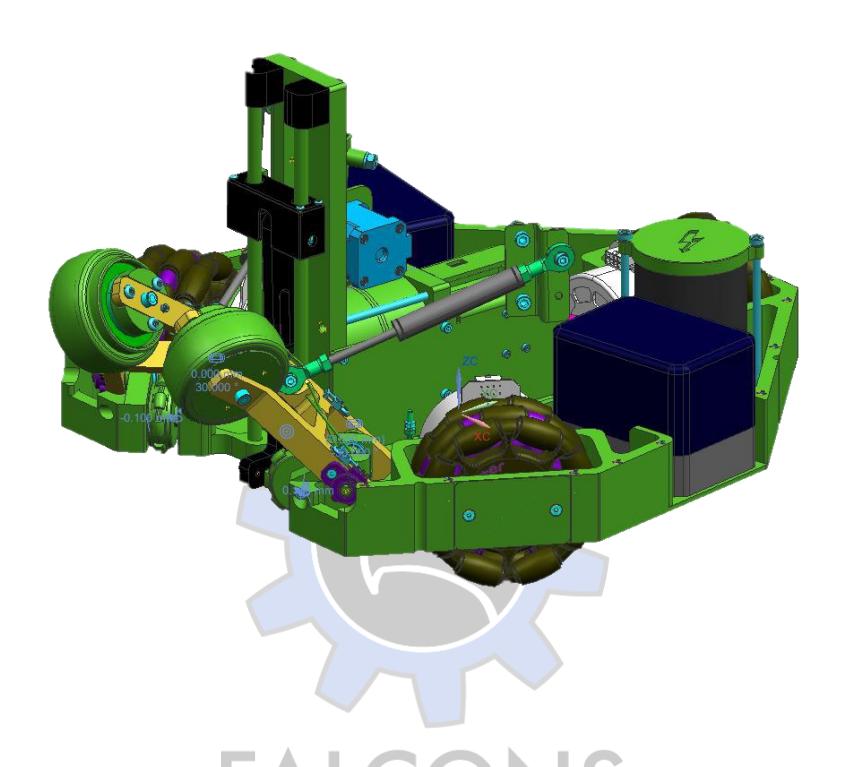 Bottom mechanics with wheels and motors