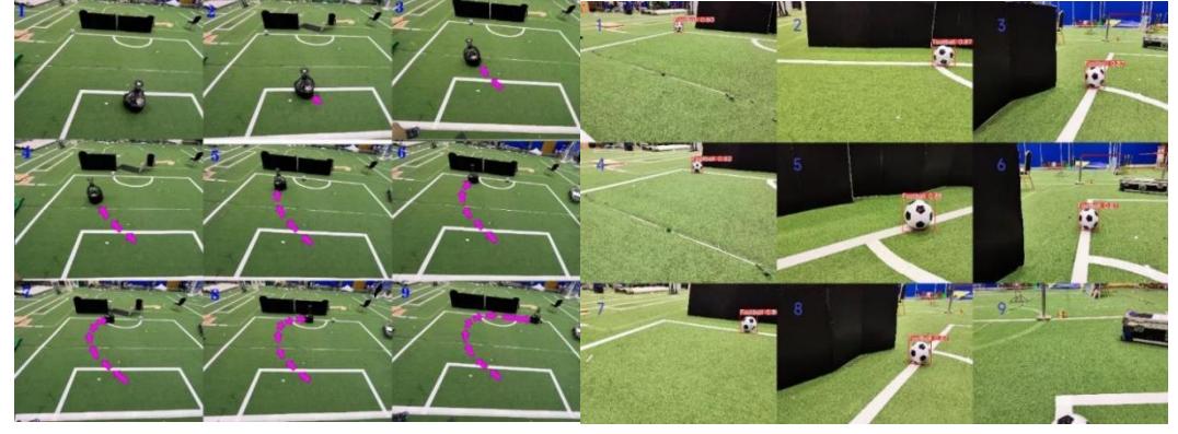 Fig. 10 - Robot Follows Soccer Ball Movement Trajectory; Fig. 11 - Robot Vision Recognition