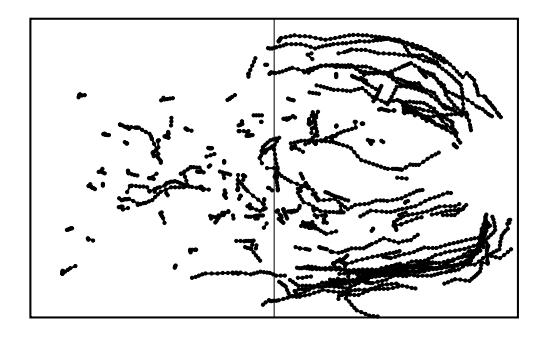 Dribble trajectories performed by neural networks.