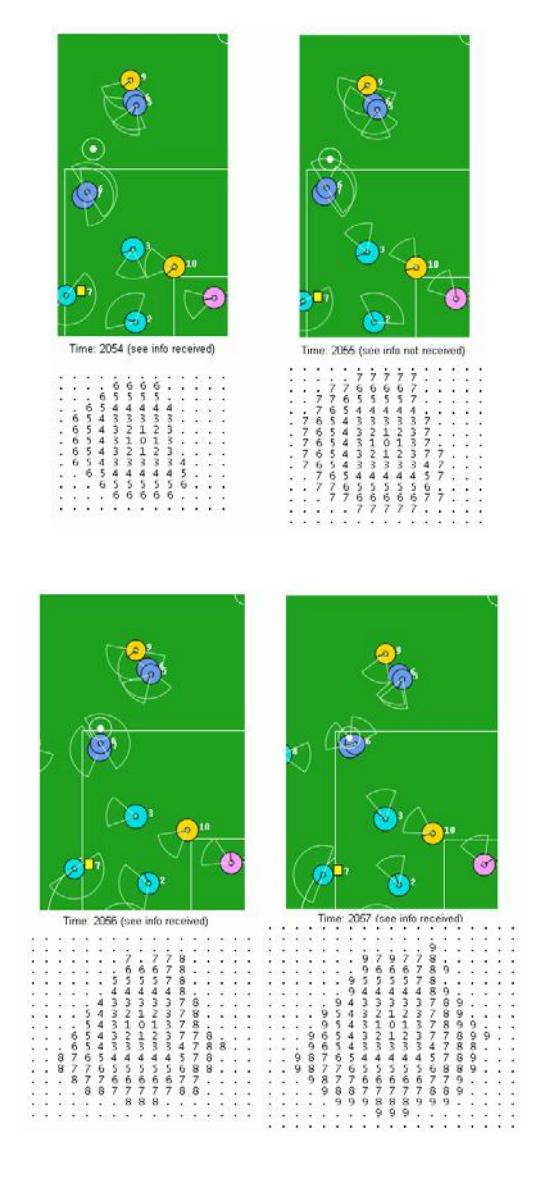 Our teammate with number 7, adjusts map's positions of opponent with number 7, using 