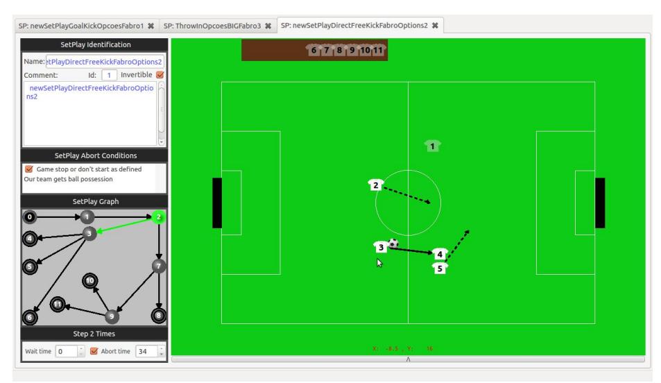 Fig. 1 - Setplays definition tool - SPlanner - and example of setplay.