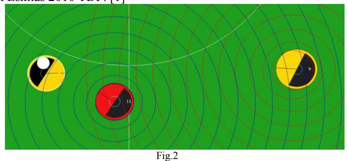 FastIC calculating intercept with dash circles, designed by SoccerWindow2 application