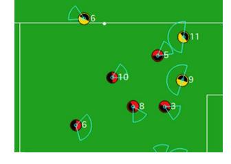 Fig. 2. Agent 6 kicks to Agent 11 on our team