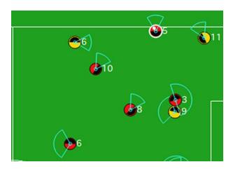 Fig. 3. The ball is obstructed by agent 5 on opposing team