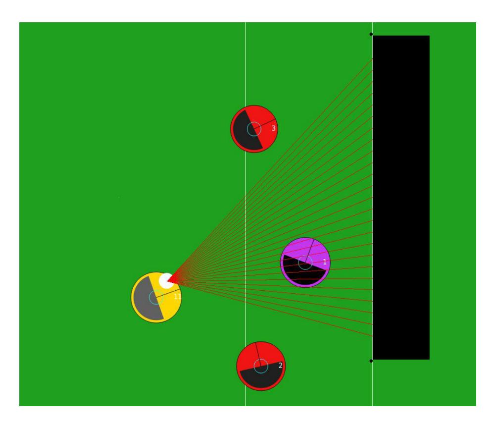 Fig. 3. As you see in the image above the ball holder is generating points to find the best shoot target.