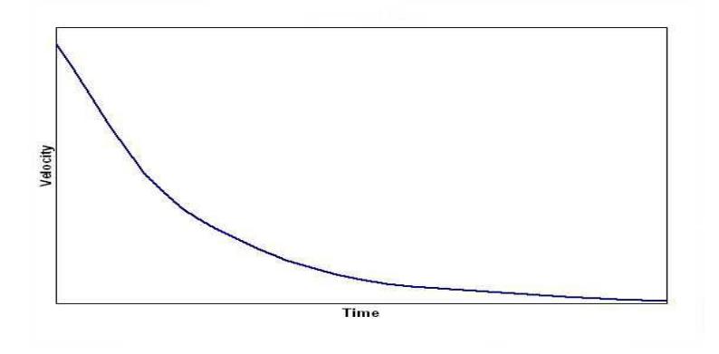 Fig. 1. The agent's velocity when friction is the only force applied to it.