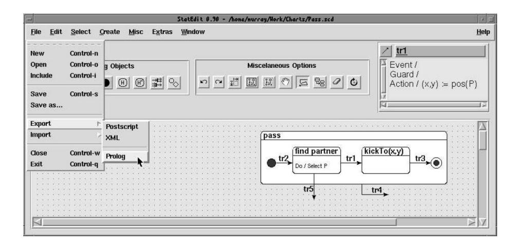 Fig. 1. StatEdit main window and export menu.