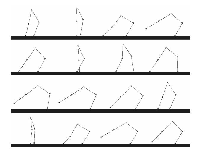 Fig. 3. Walking Locomotion by the Elite Individual in Evolutive Process