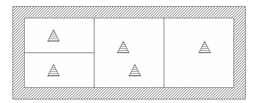 Fig. 1. An example behavior with 3 sequence steps, 2 parallel slots in the first step and 2 competing behaviors in the second slot