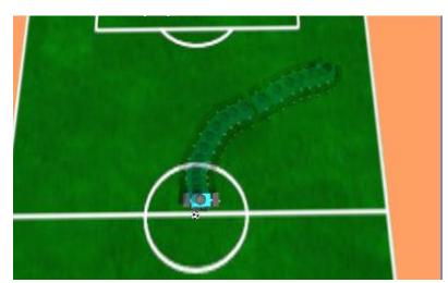 Fig. 3(a). The robot approaches the ball before using its right leg kicking the ball. It can be observed that the robot walks to the desired position smoothly and precisely.