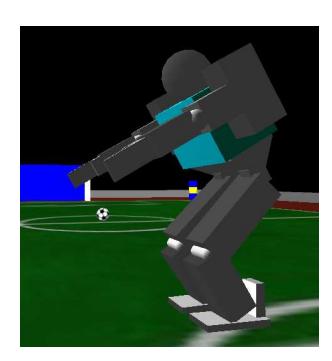 The humanoid is more stable when bent forward.