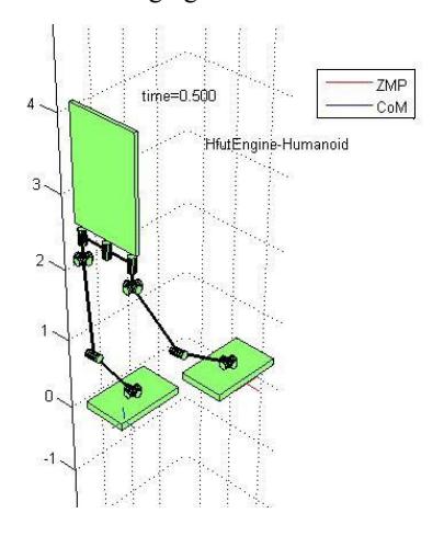 Fig.7. robot's motion with ZMP and CoM calculating