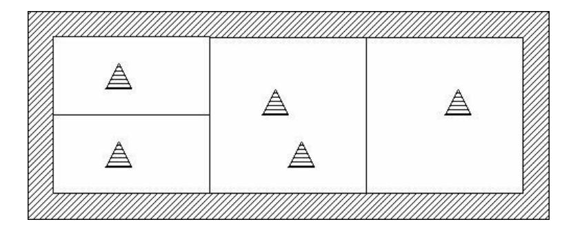 Fig. 1. An example behavior with 3 sequence steps, 2 parallel slots in the first step and 2 competing behaviors in the second slot