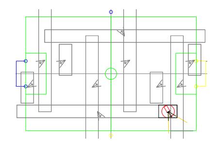 Fig. 1. Both figures show constraints, generated from percepts (pictures show the algorithm on an Aibo field). Left: a circular constraint as generated from flag percepts. Right: a line constraint, generated from line percepts.