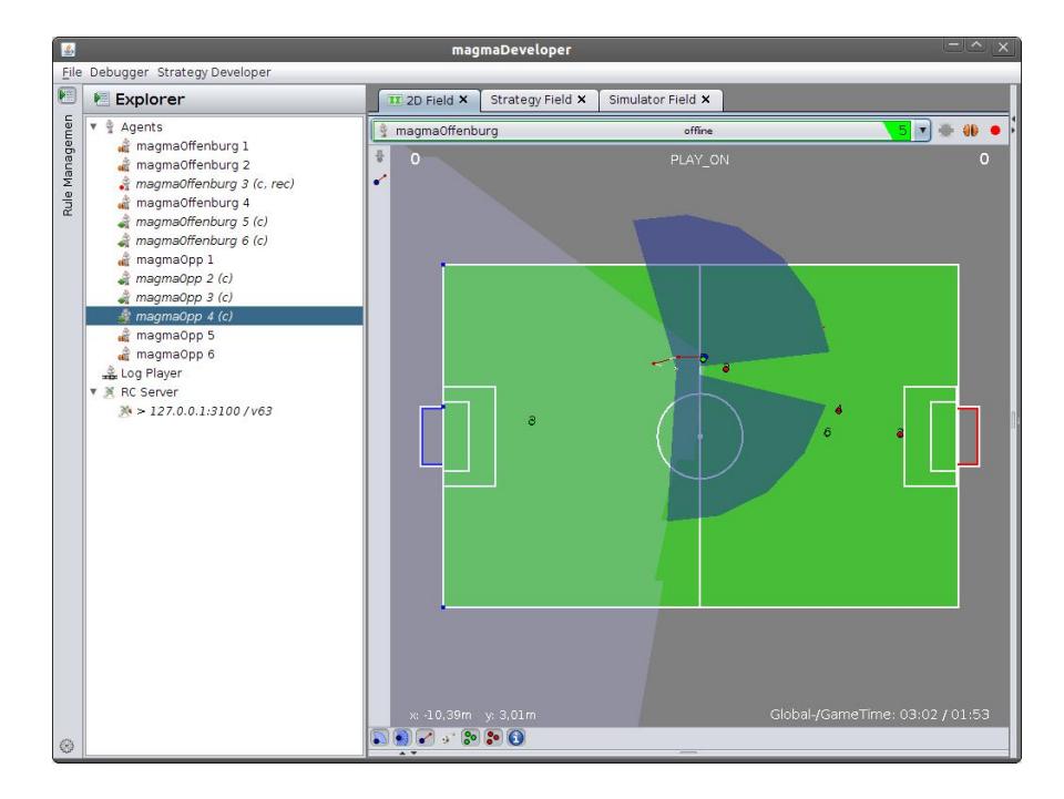 Fig. 1. Developer tool with open explorer and 2D Field view, besides two further views.