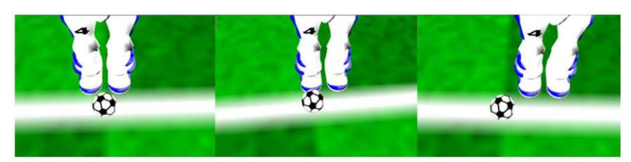 Ball Positions for the tests. Left is 'Position #1', center 'Position #2' and right is 'Position #3'