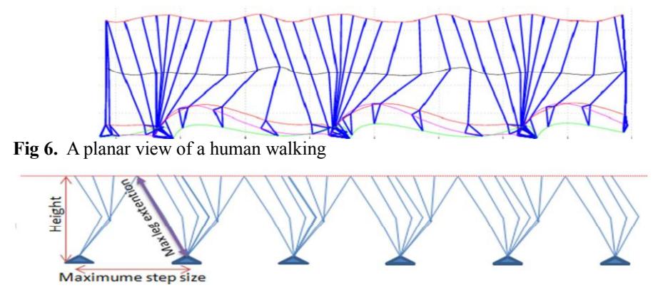 A planar view of a robot's walking while using the LIPM