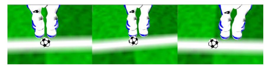 Ball Positions for the tests. Left is 'Position #1', center 'Position #2' and right is 'Position #3'