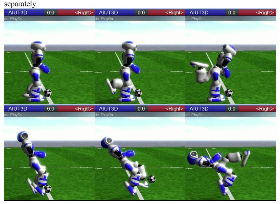 Figure 2. Long range kick keyframes: top left is the first keyframe and bottom right is the last one.