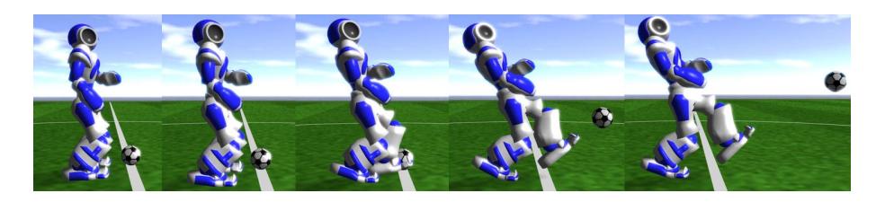 Fig. 2. Sequence of movement when kicking with NaoToe.