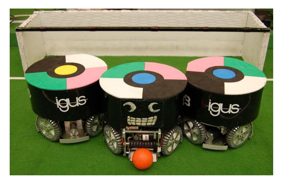 Some B-Smart robots with different covers.