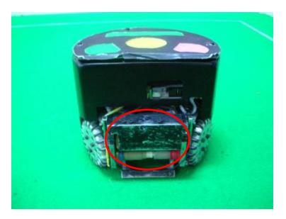 The front view of the robot and overview of the dribbler