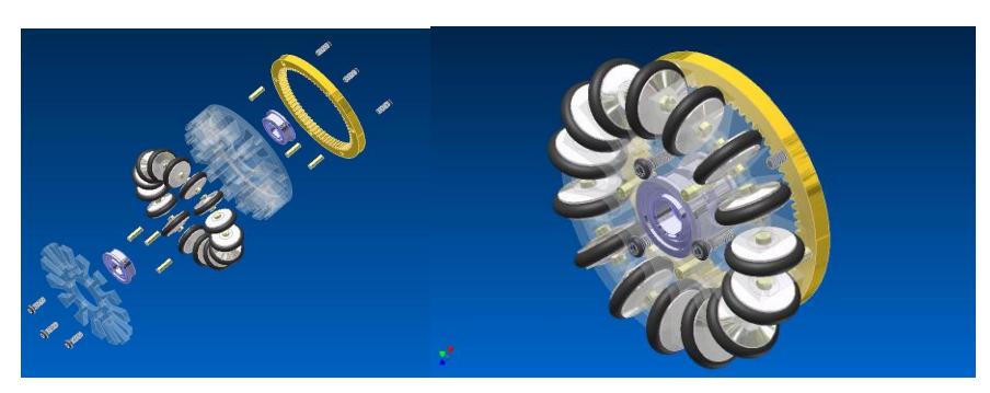 Omni-directional wheel structure.