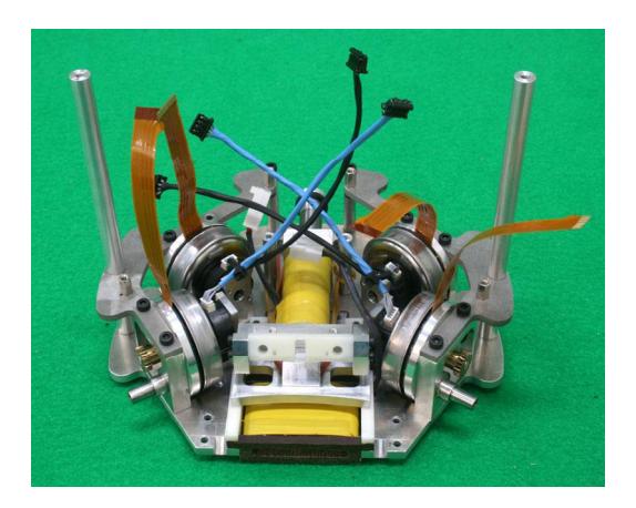 The robot's chassis with four brushless driving motors.