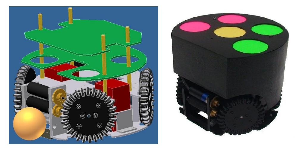 Fig. 1. 3D Model (Left) and Actual Field Rangers 2010 (Right) robot