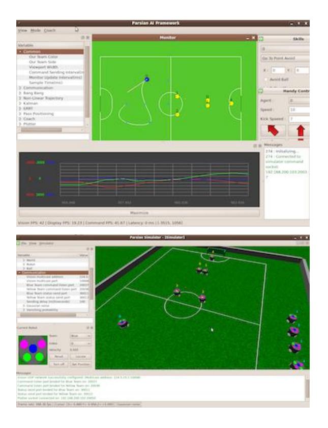 Fig. 7. (a) A screenshot of our AI-framework (b) Our simulator at the same time