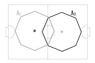 Fig. 10. Division of two overlapped Reachable polygonal regions