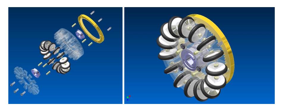 Fig. 7. 3D CAD model of the omni-directional wheel.