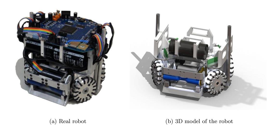 Real robot picture and its mechanical 3D model view
