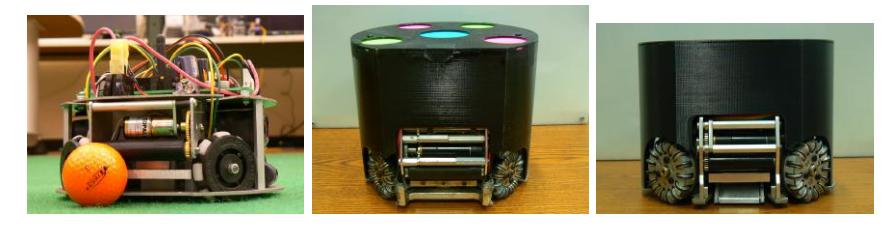 Fig. 4: 2007 Robot (left) vs. 2008 Robot (center) vs. 2011 Robot (right)