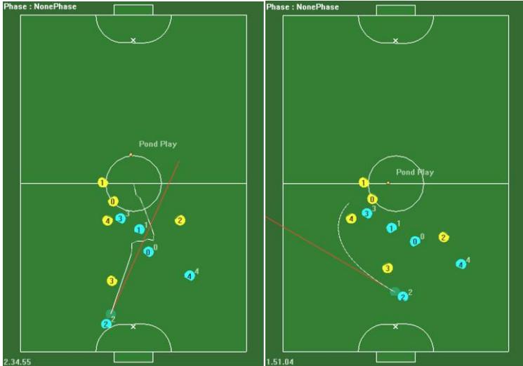 (Left) trajectory from RRTs, (Right) trajectory from Sub Goal.