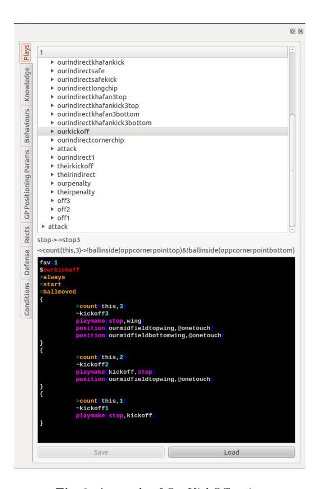 Fig. 8. A sample of OurKickOff script