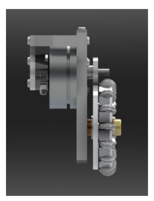 Fig. 3: Old encoder mounting setup. The motor does not have a shaft protruding through the back; therefore in order to mount an encoder we machine our own shaft and glue it on to the back of the motor.