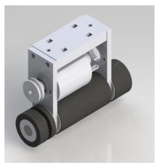 Fig. 4. 2011 dribbler design which had some mechatronic design flaws. A second iteration of this dribbler concept is planned for 2012