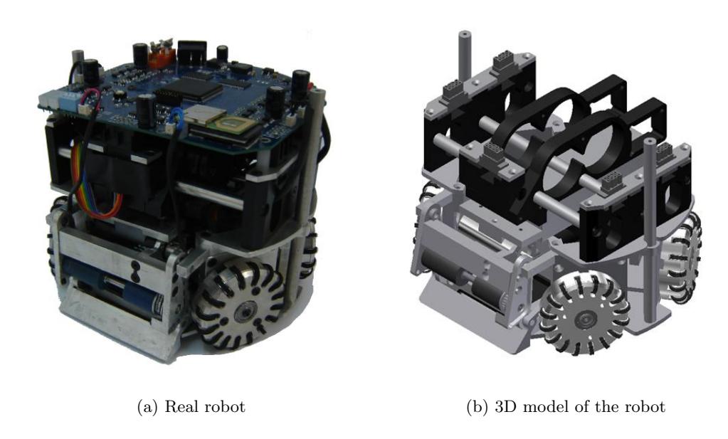 Real robot picture and its mechanical 3D model view