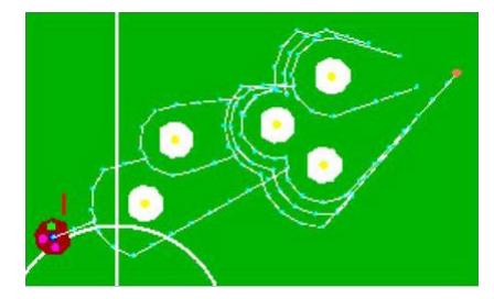 Fig. 3. The tree finds the goal avoiding multiple obstacles