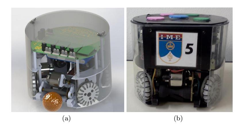 Fig. 4. (a) Mechanical 3D model view. (b) Robot view.