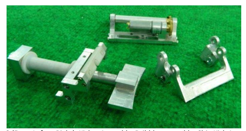Fig.3 (From Left to Right), Kicker Assembly, Dribbler assembly, Chip Kick Assembly