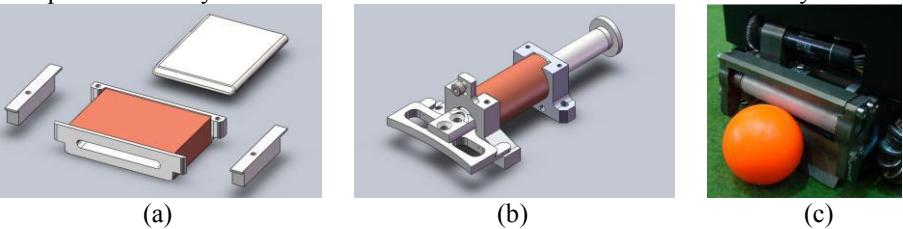 (a) The new chip kick solenoid and plunger (b) The new linear kick solenoid and plunger (c) The dribbling system