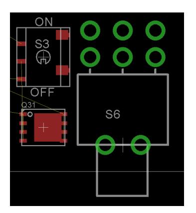 Fig. 6. Footprint comparison of battery control system. New switch on left, old switch on right.