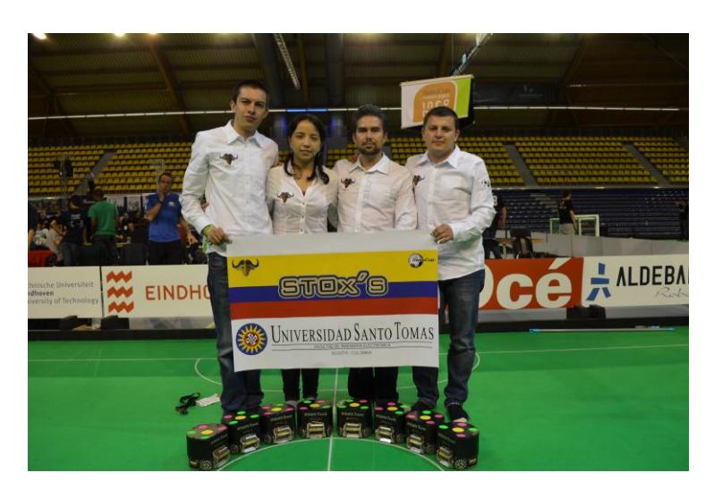 Fig. 14. Picture of all members of the STOx's team in RoboCup 2013