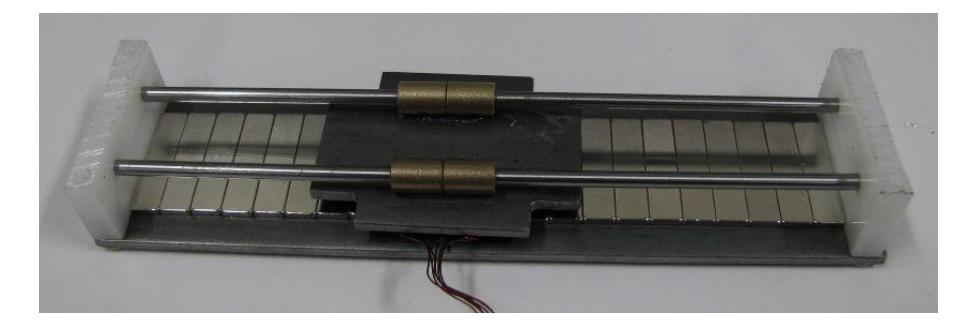 Fig. 3. Linear motor kicker prototype with one row of magnets.