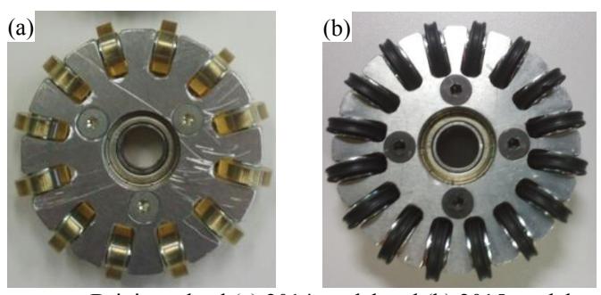 Driving wheel (a) 2014 model and (b) 2015 model