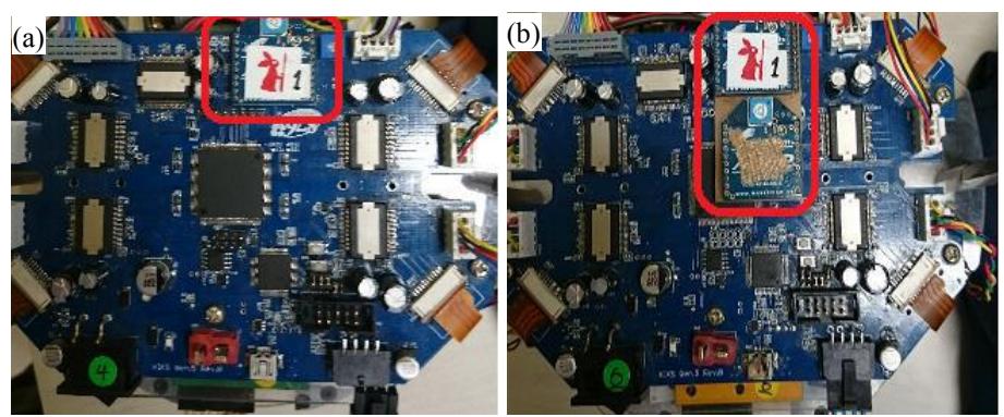Communication module (a) previous system (one XBee module), (b) bidirectional communication system (two XBee modules)