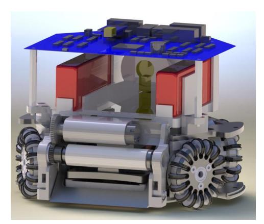 Fig.3. New mechanical design (SolidWorks design Left, Real robot Right)